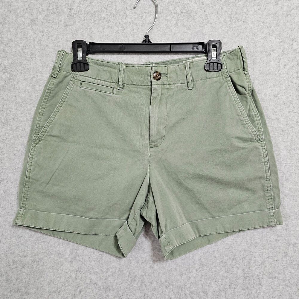 GAP Green Khaki Shorts Size 4 Womens 5" Casual Pocket Cuffed Bottoms